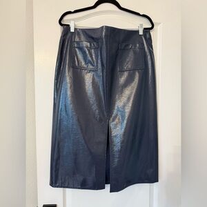 J. Crew Faux Leather Navy Pencil Skirt